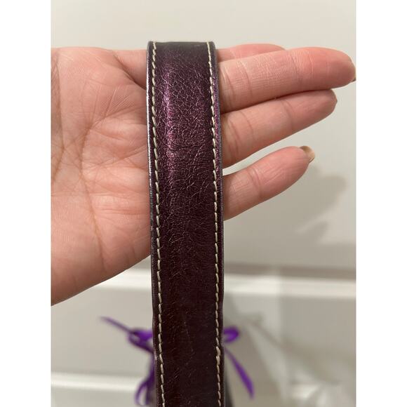 Helen Welsh Made in Italy Purple Metallic 90s Y2K Leather Shoulder Bag - Picture 9 of 12